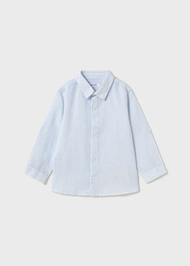 Pre-Order Mayoral 1116 Light Blue Linen Shirt, Mayoral 522 Light Blue Twill Trousers and Mayoral 1302 Jumper