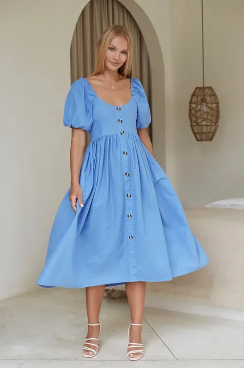 Premium Linen - Adele Linen Midi Dress (Sale)