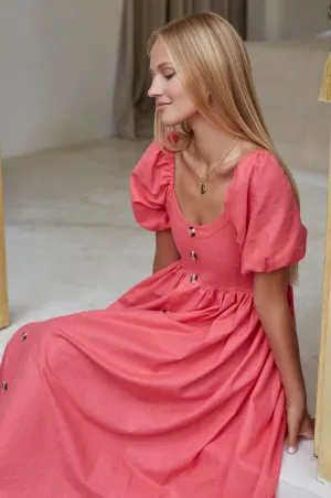 Premium Linen - Adele Linen Midi Dress (Sale)