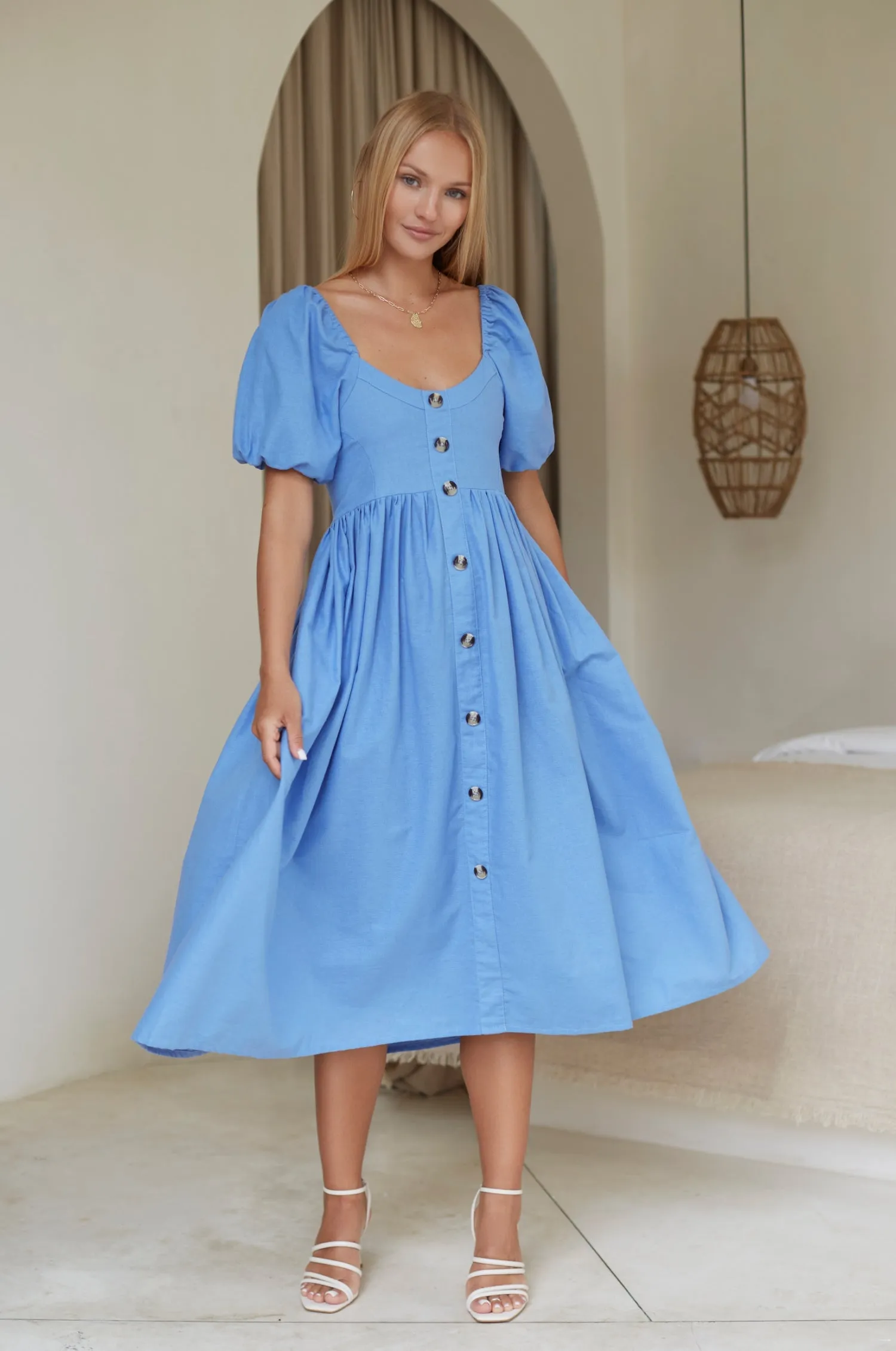 Premium Linen - Adele Linen Midi Dress (Sale)