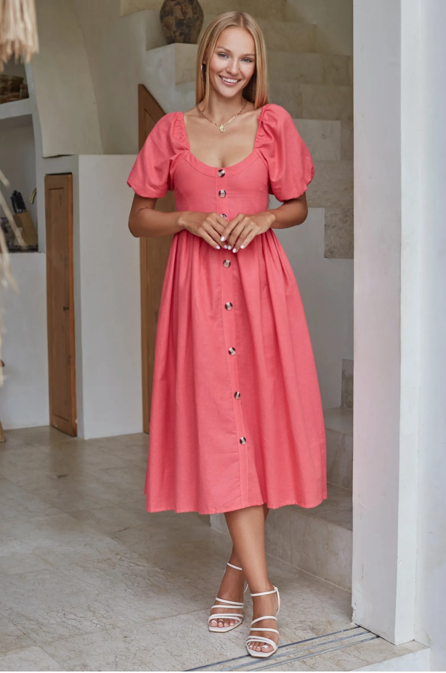 Premium Linen - Adele Midi Linen Dress (Sale)