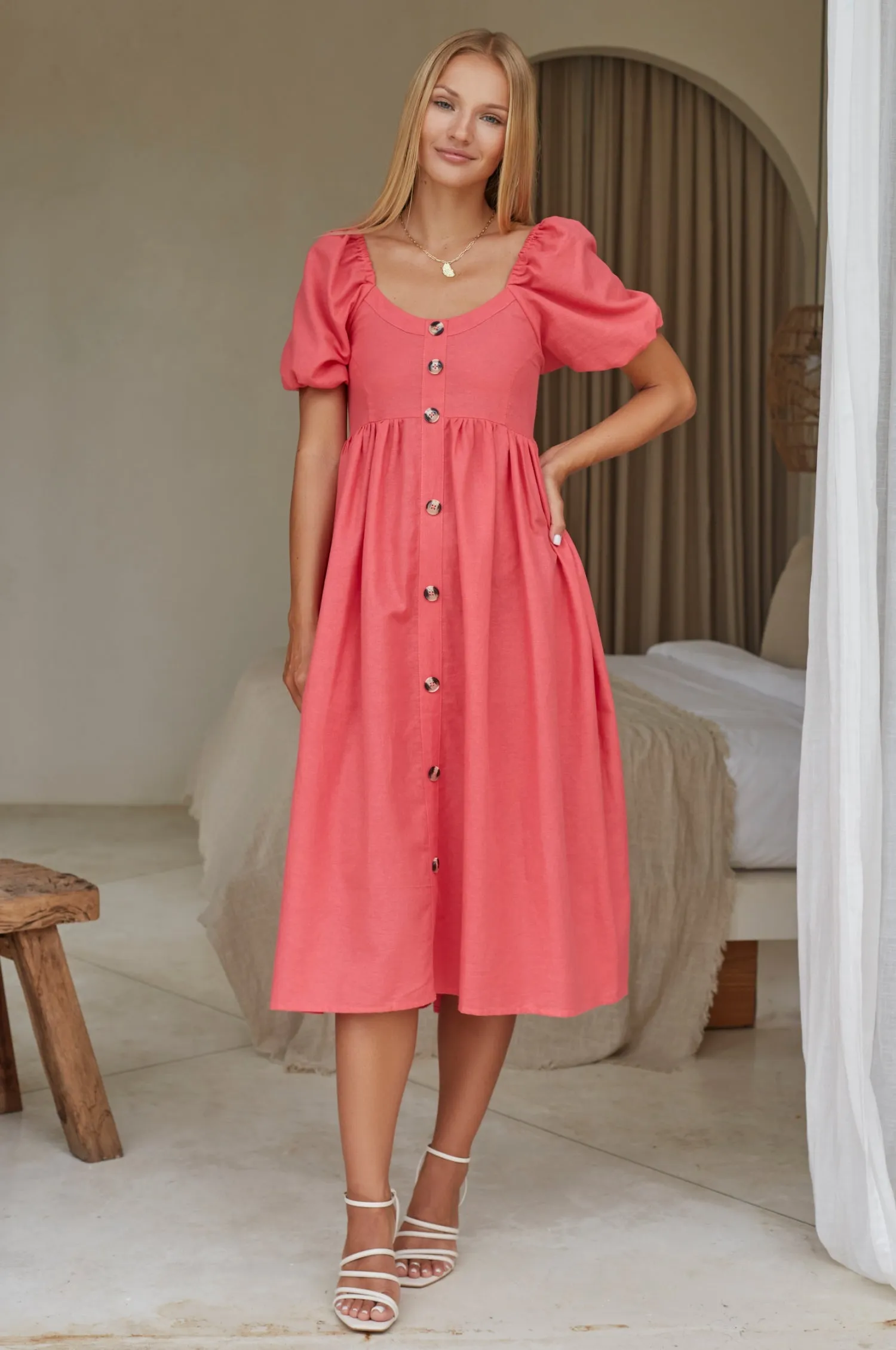 Premium Linen - Adele Midi Linen Dress (Sale)