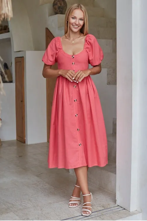Premium Linen - Adele Midi Linen Dress (Sale)