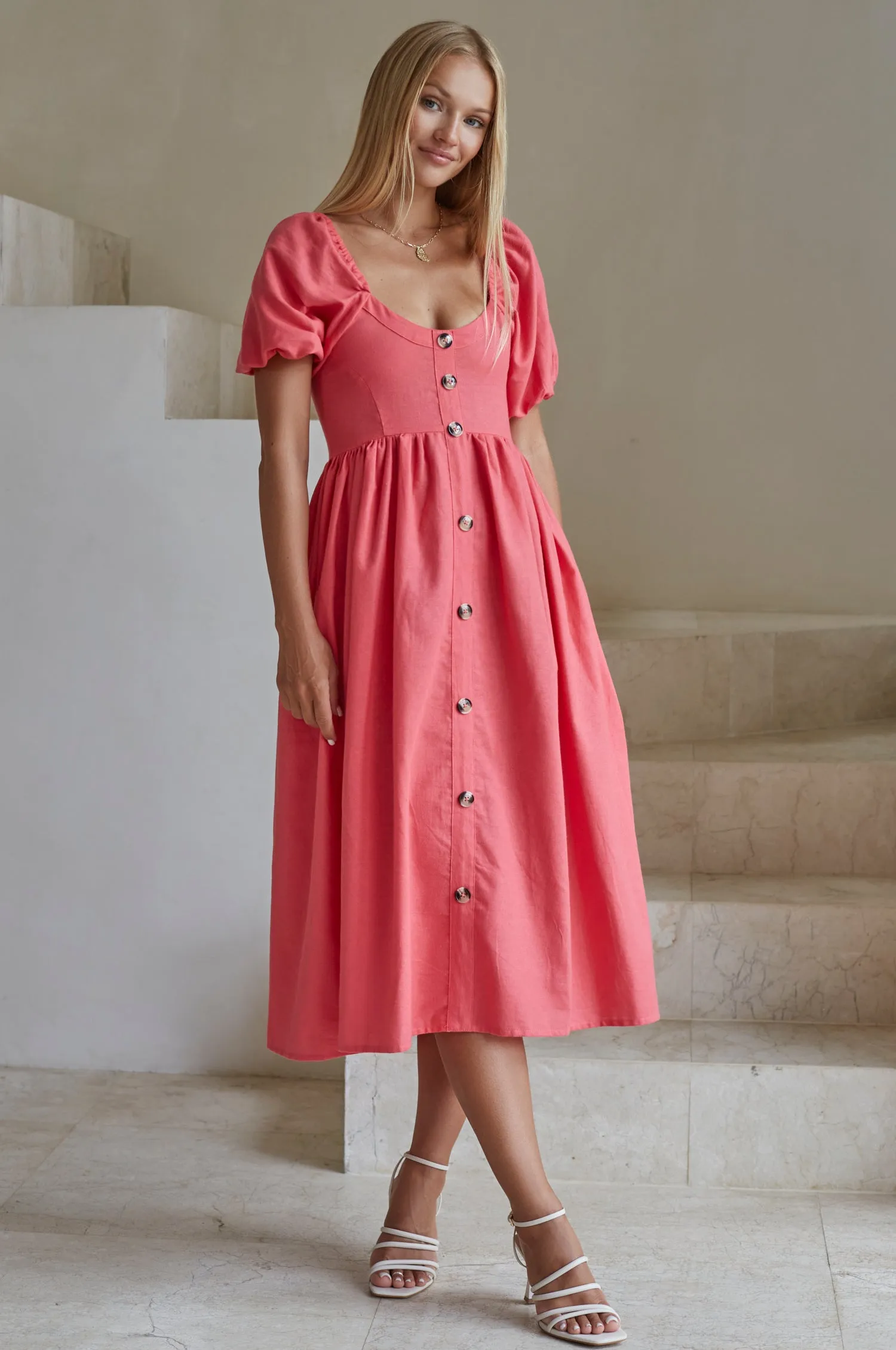 Premium Linen - Adele Midi Linen Dress (Sale)