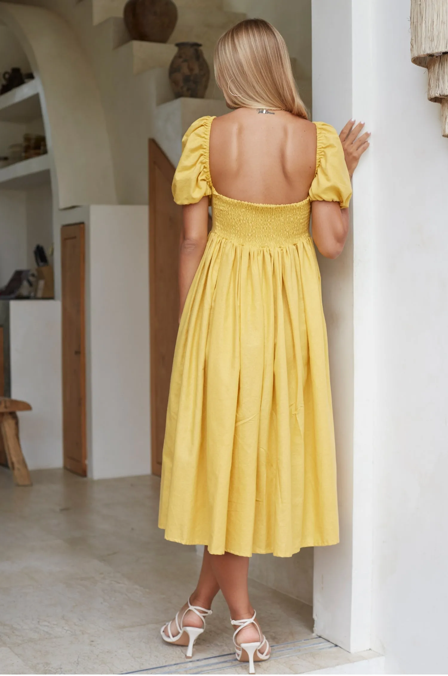 Premium Linen - Adele Midi Linen Dress (Sale)