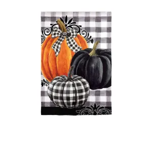 Pumpkin Check Seude Garden Flag