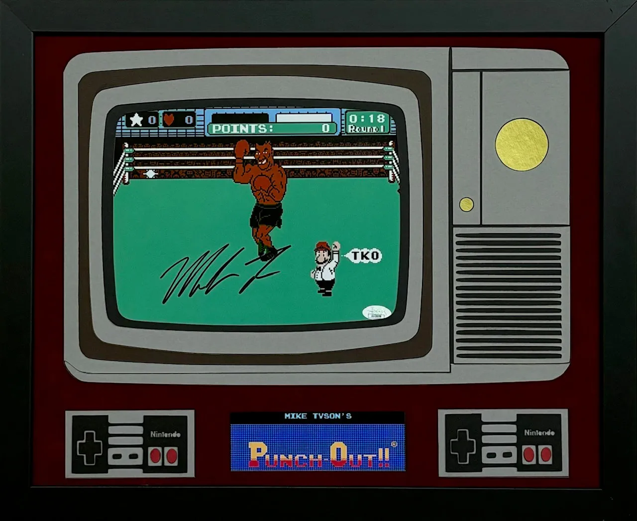 Punch-Out Mike Tyson Hand Signed Autographed 8x10 Photo Custom Framed & Suede Matted with 3D Nintendo Designs JSA COA
