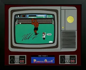 Punch-Out Mike Tyson Hand Signed Autographed 8x10 Photo Custom Framed & Suede Matted with 3D Nintendo Designs JSA COA