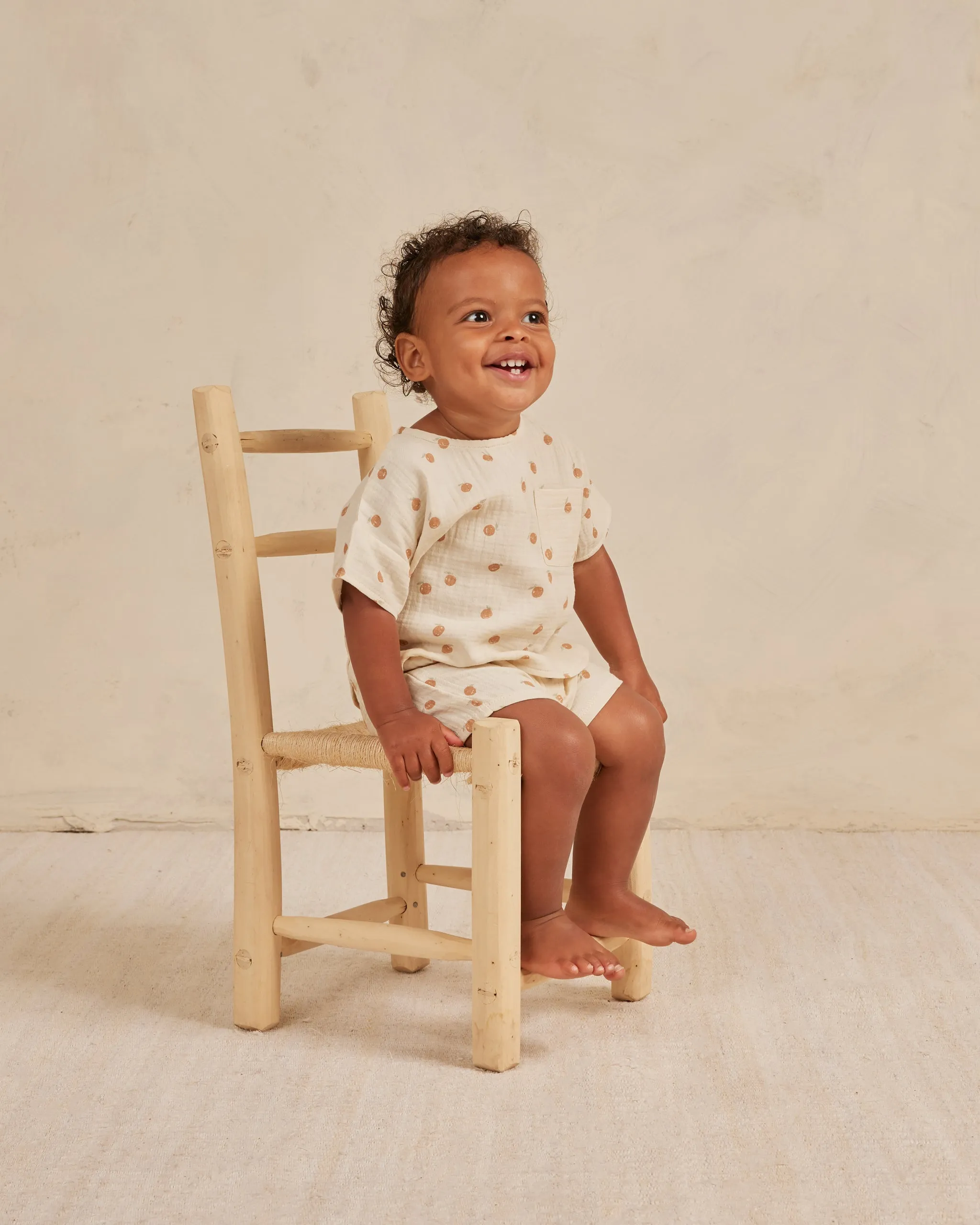 Quincy Mae Woven Boxy Top   Short Set - Oranges