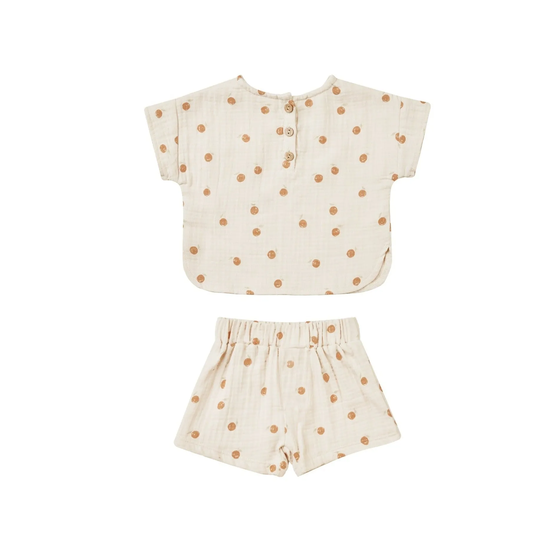Quincy Mae Woven Boxy Top   Short Set - Oranges
