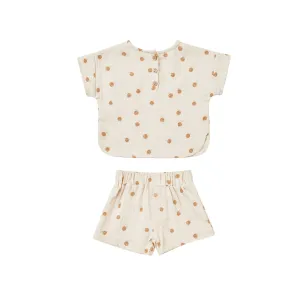 Quincy Mae Woven Boxy Top   Short Set - Oranges