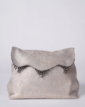 reversible bag - laser cut silver and black suede
