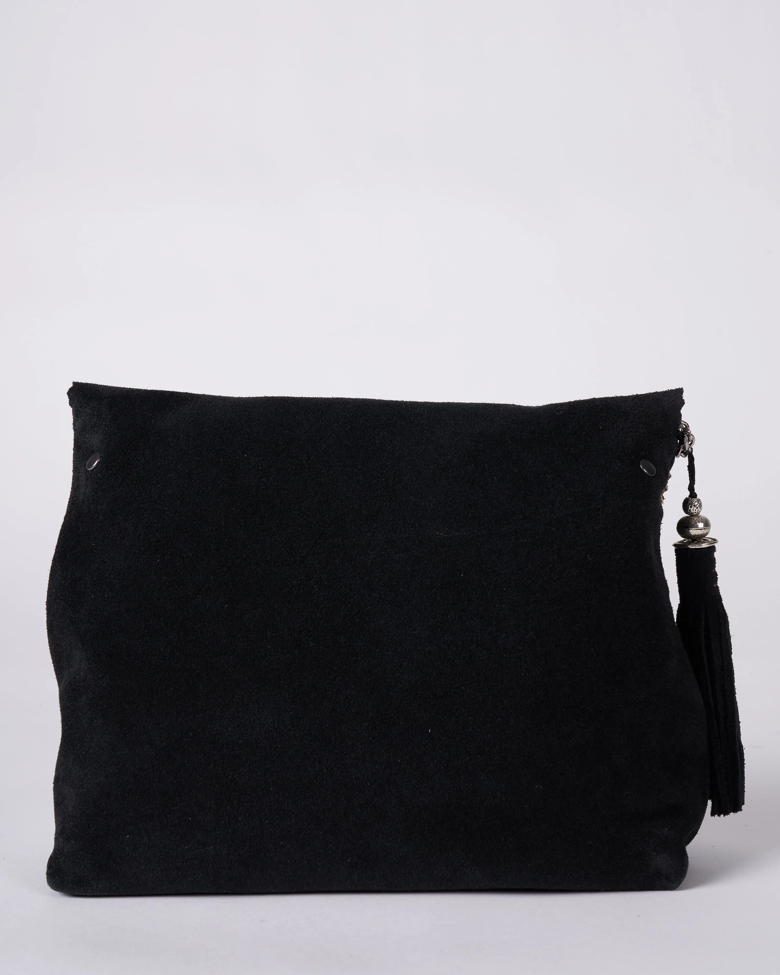 reversible bag - laser cut silver and black suede