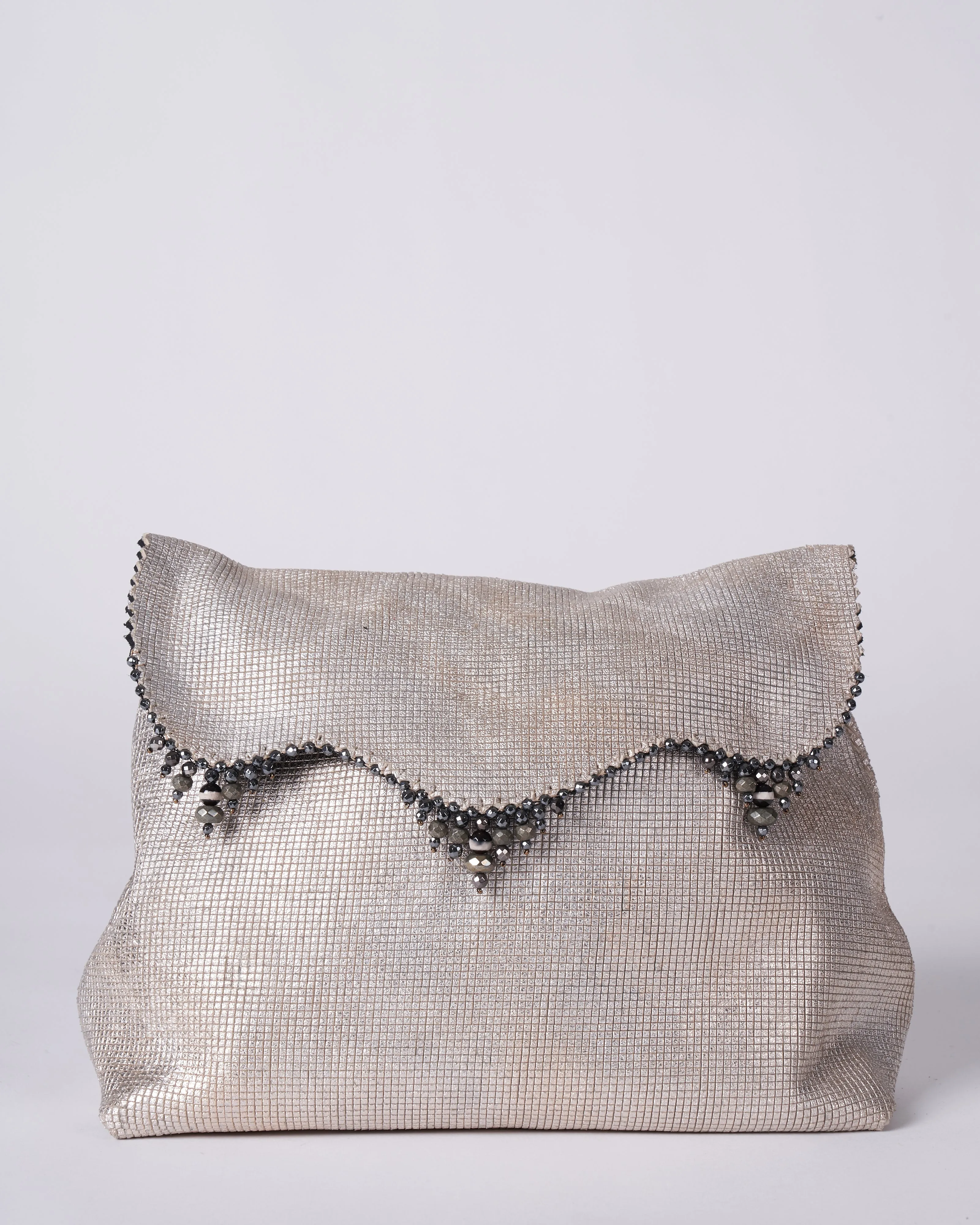reversible bag - laser cut silver and black suede