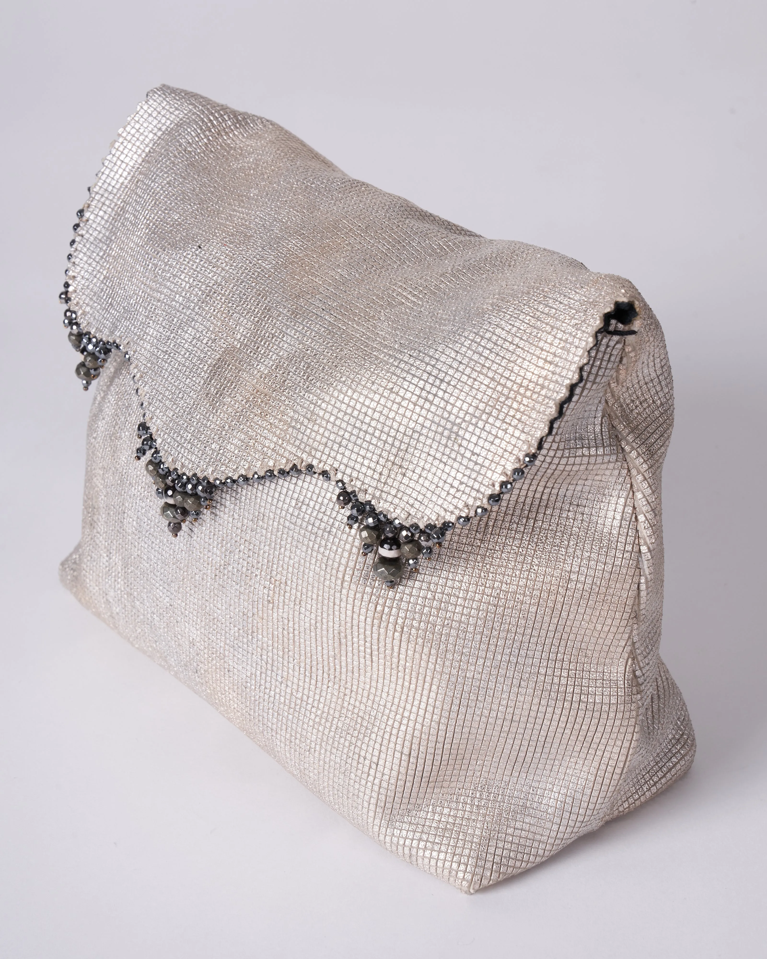 reversible bag - laser cut silver and black suede