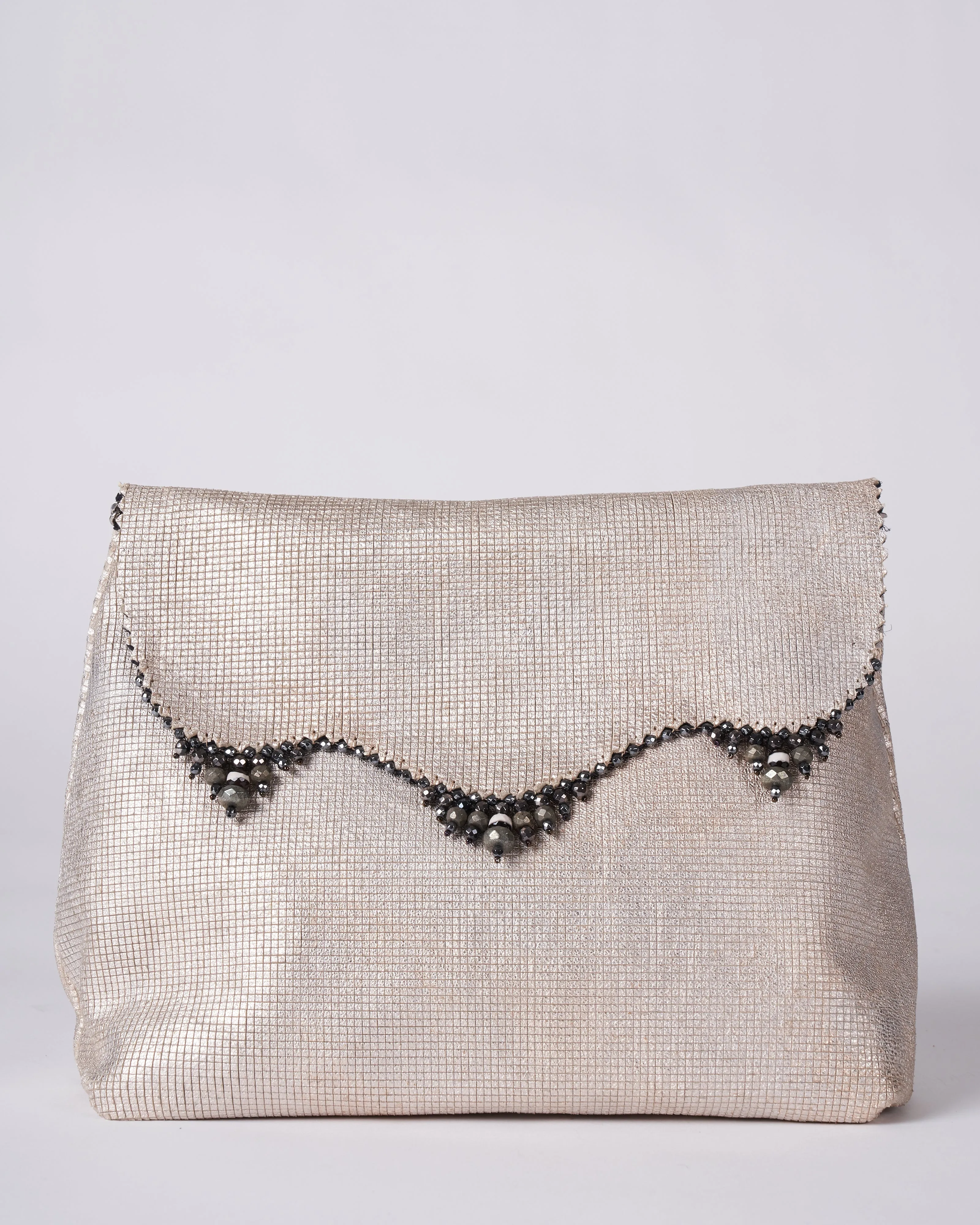 reversible bag - laser cut silver and black suede