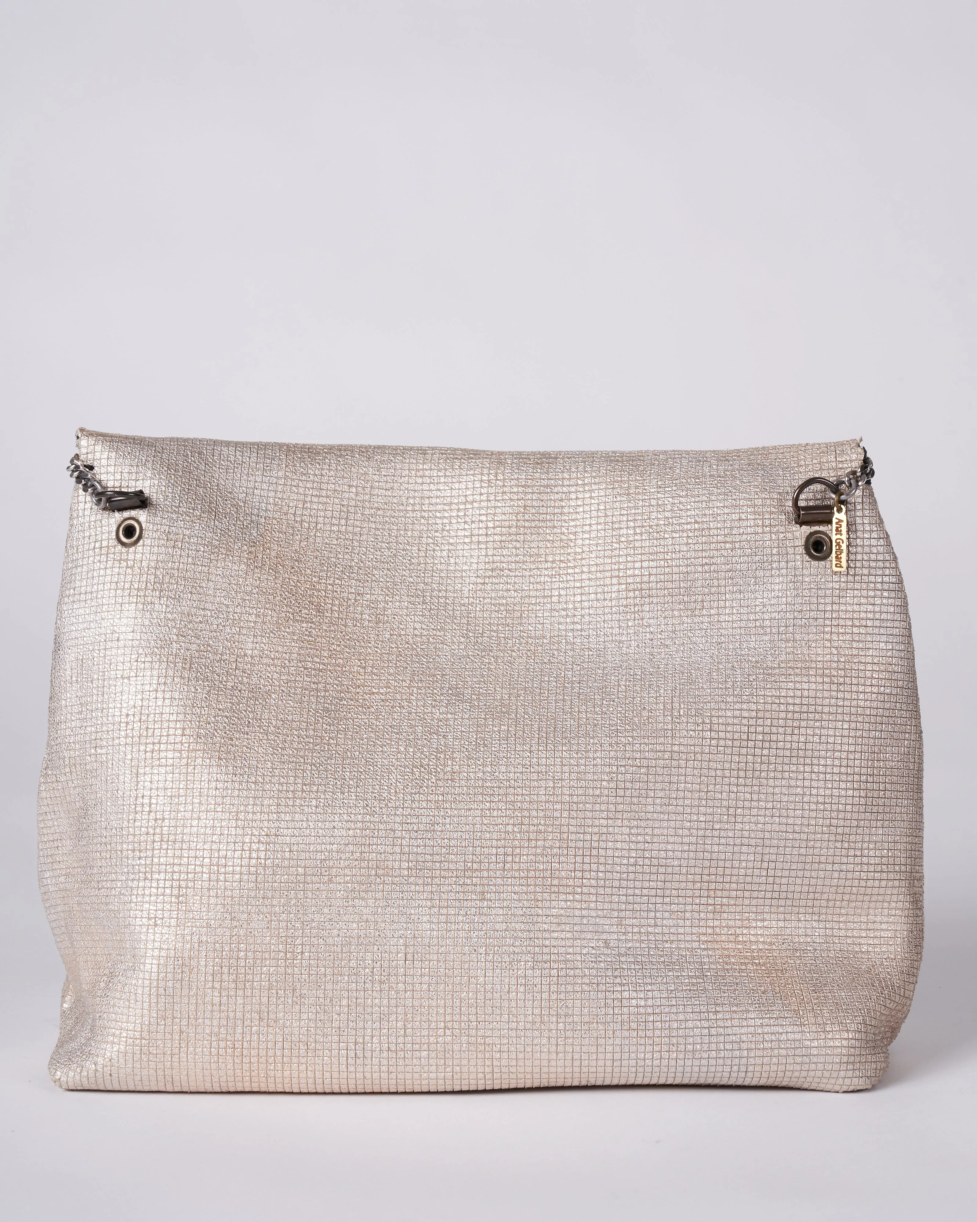 reversible bag - laser cut silver and black suede