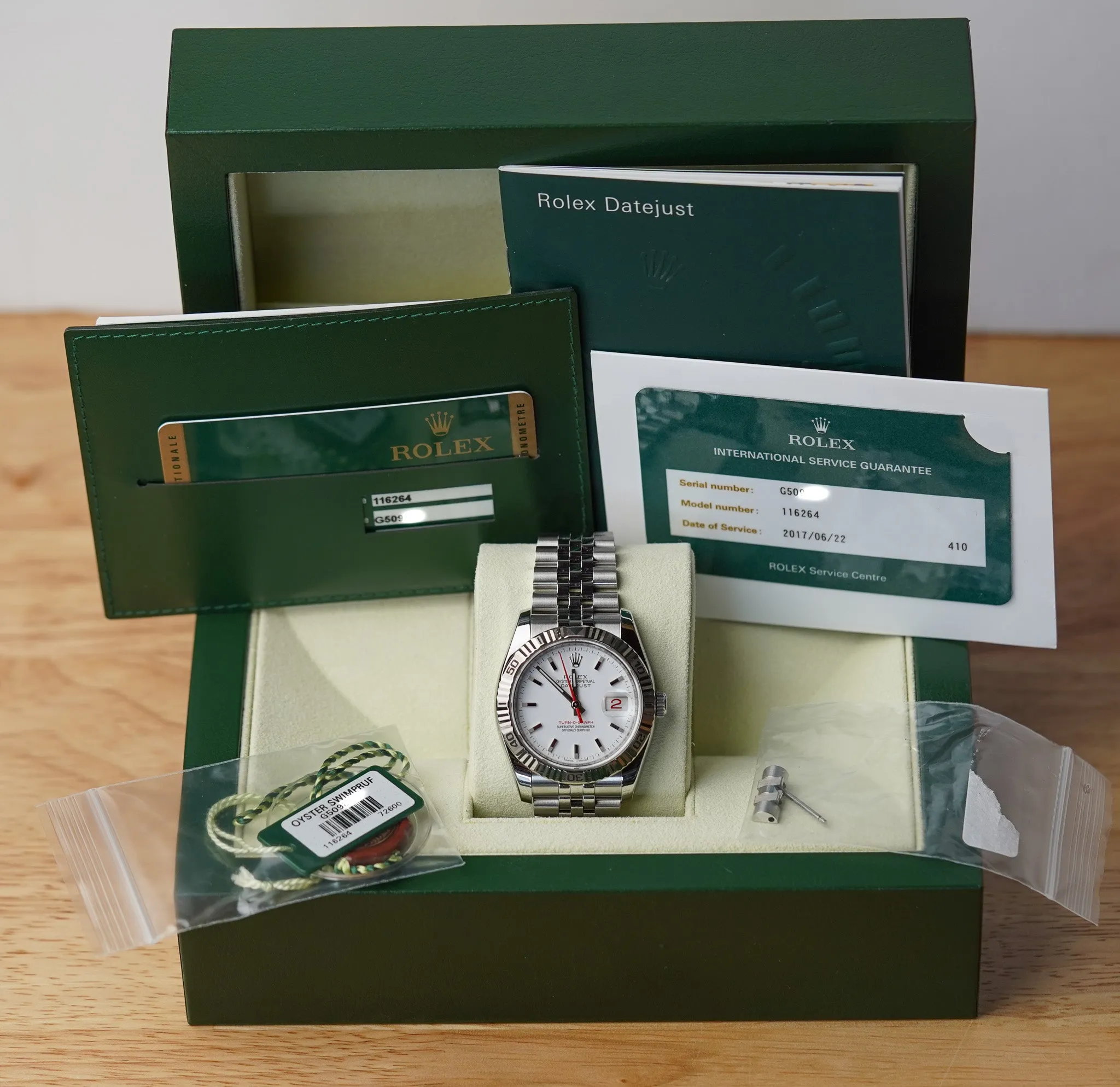 Rolex Datejust Turn-O-Graph 116264 White Dial Jubilee