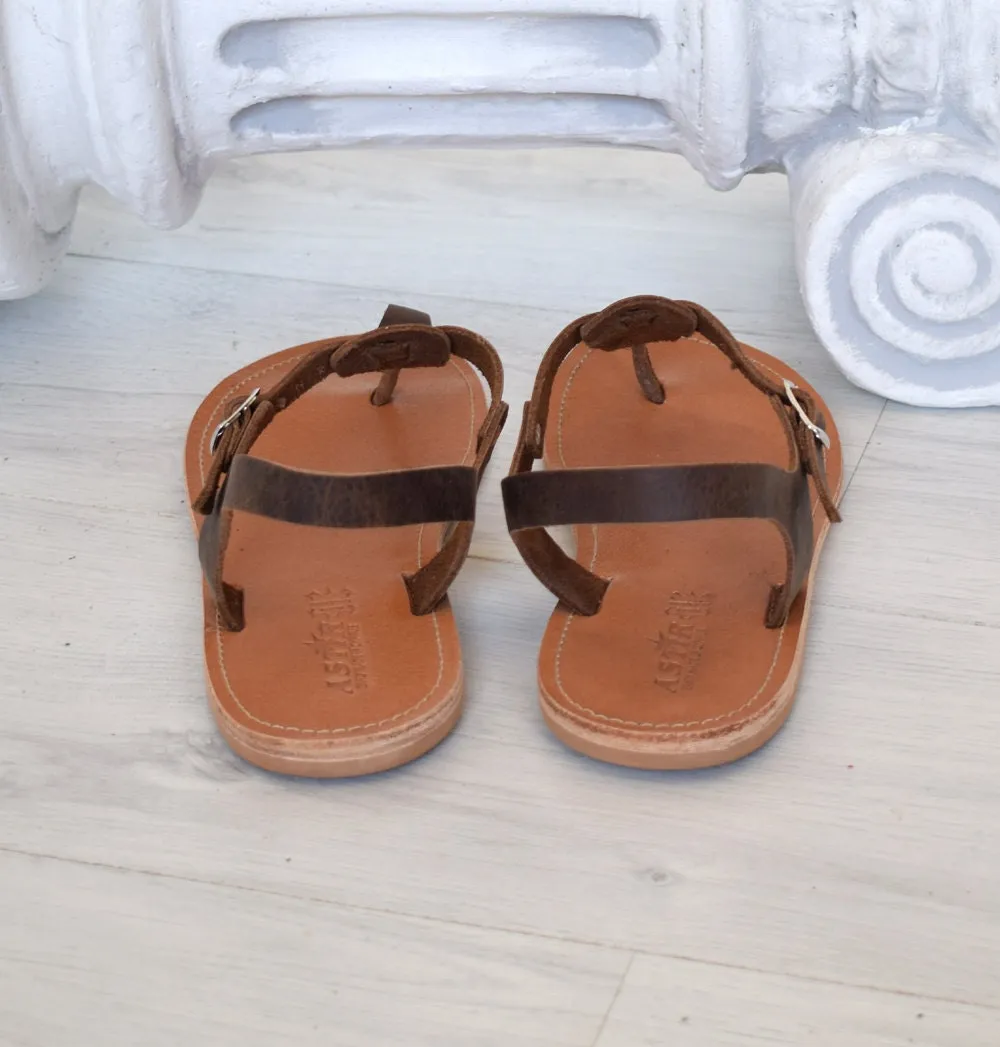 Roman sandals, brown T bar men sandals, Spartan sandals, Thongs sandals,  gladiator sandals, Ancient Greek leather sandals, SKOPELOS1