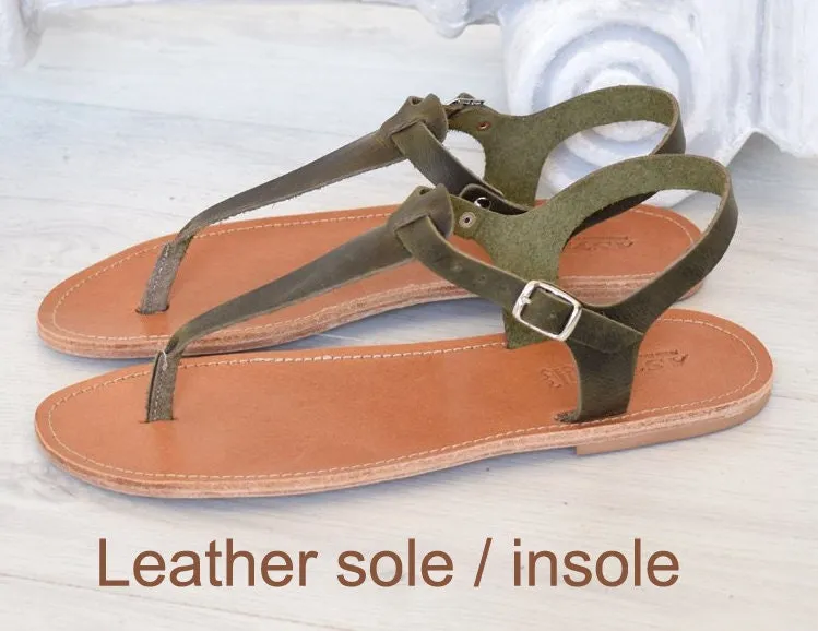 Roman sandals, brown T bar men sandals, Spartan sandals, Thongs sandals,  gladiator sandals, Ancient Greek leather sandals, SKOPELOS1