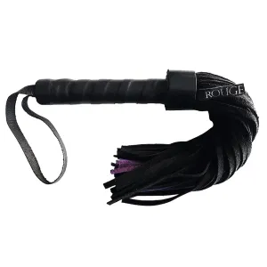 Rouge Leather Handle Suede Flogger - Black-Purple