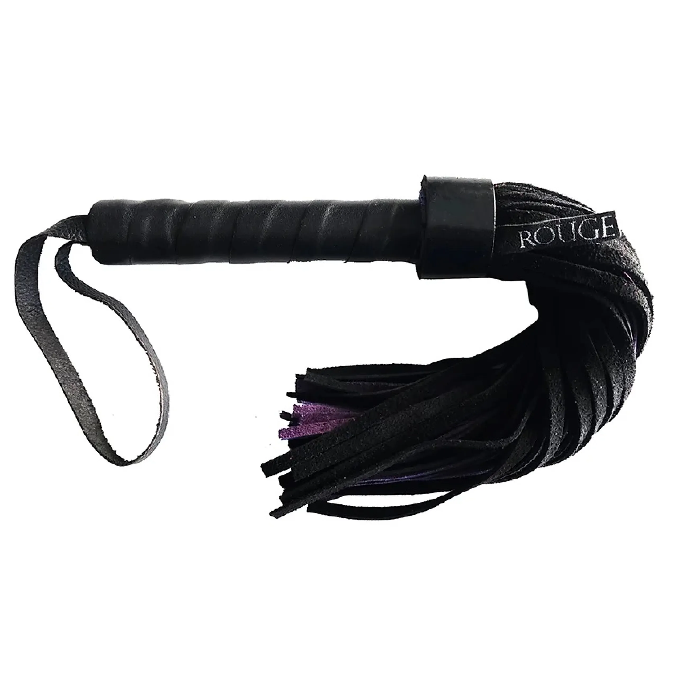 Rouge Leather Handle Suede Flogger - Black-Purple
