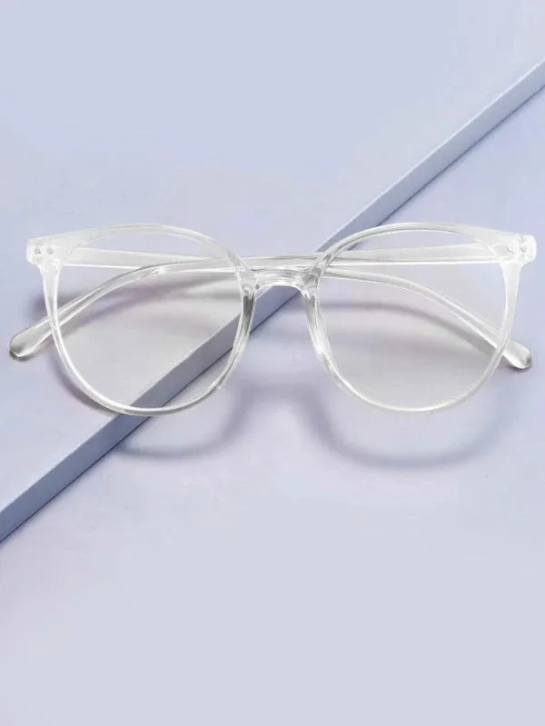 Round Frame Anti-Blue Light Eyeglasses - Clear