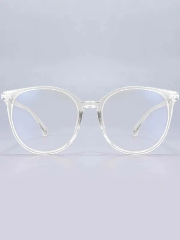 Round Frame Anti-Blue Light Eyeglasses - Clear