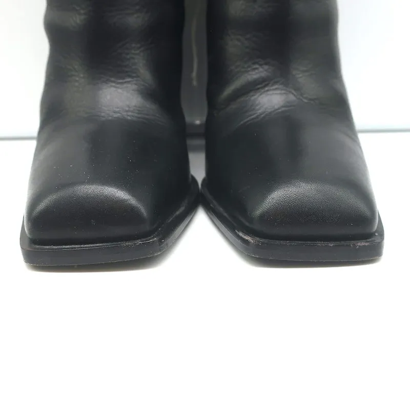 Saint Laurent Jodie 105 Cut-Off Western Ankle Boots Black Leather Size 38.5