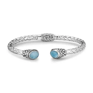 Samuel B. Sterling Silver Oval Larimar Hinged Bracelet (98569)