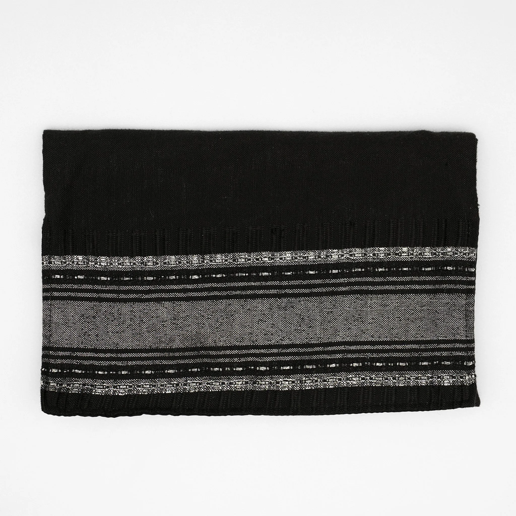 Samuel - Silk Tallit - Silver on Black