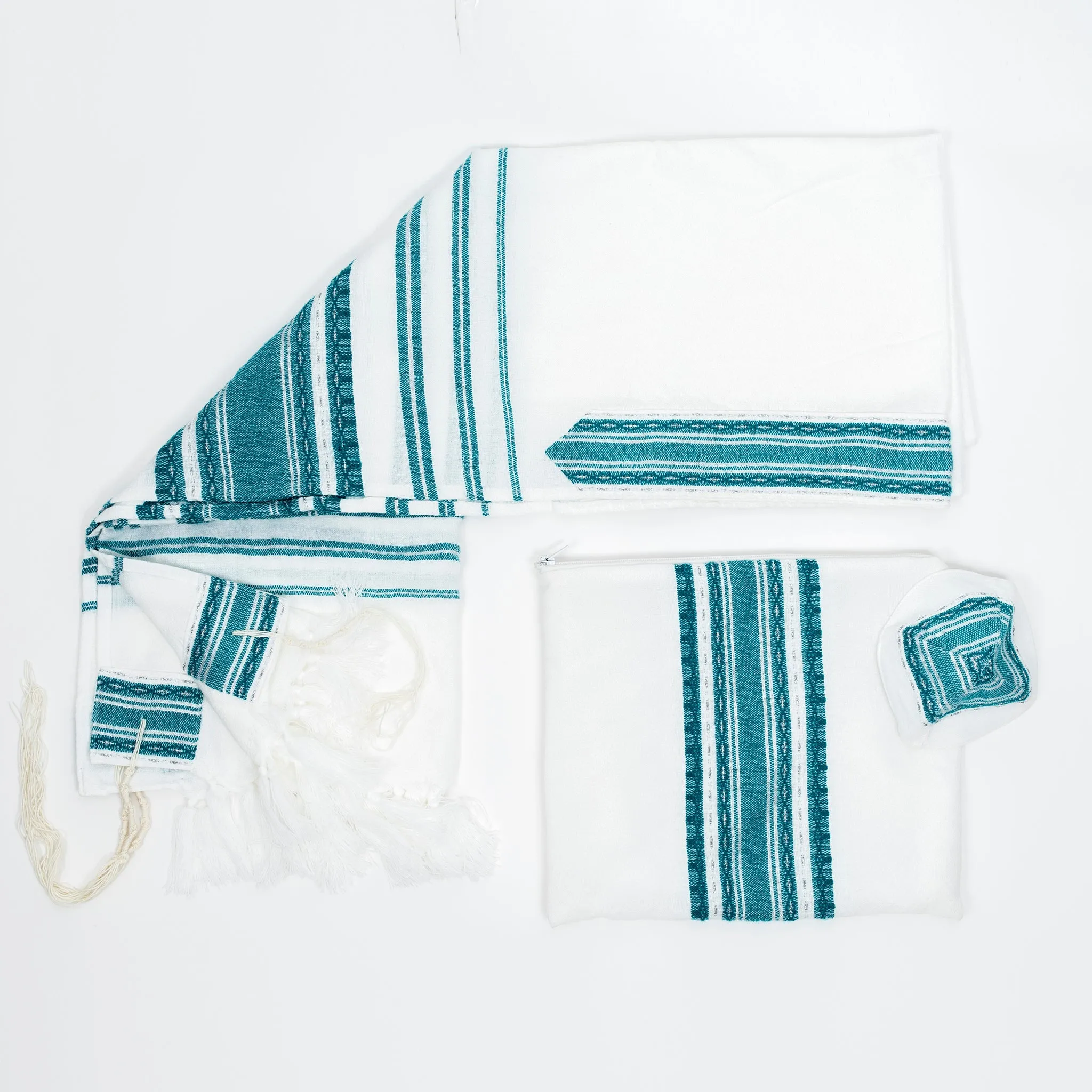 Samuel - Wool Tallit  - Turquoise and Silver