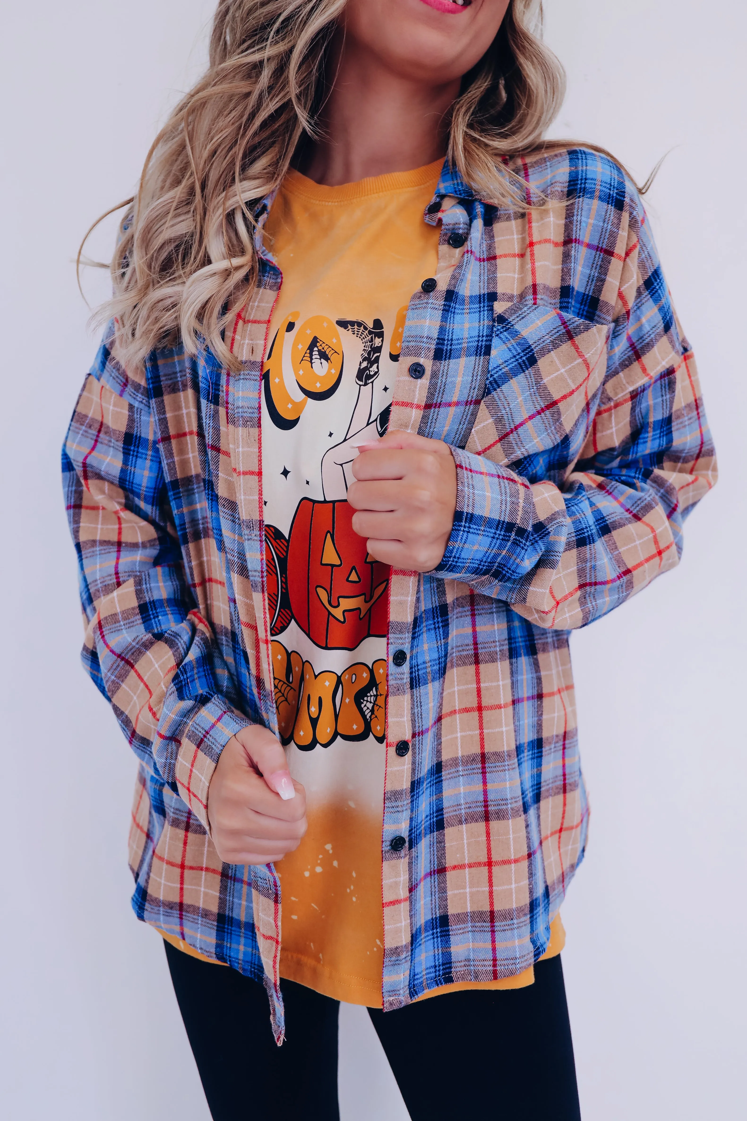Sasha Plaid Button Down Shirt - Blue/Multi