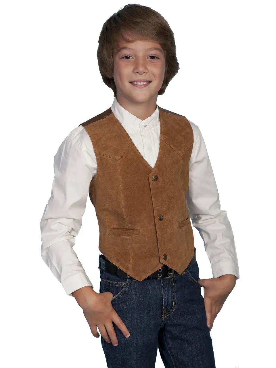 Scully Bourbon Boar Suede Kids Vest