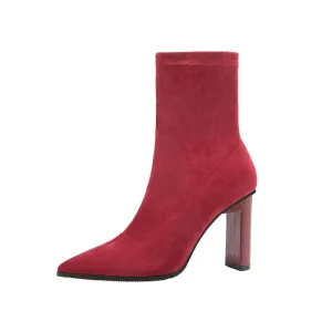 Sexy Tube Boots Pointed Suede Thick with Women's Boots Was Thin Elastic Wild Nightclub Slim Boots