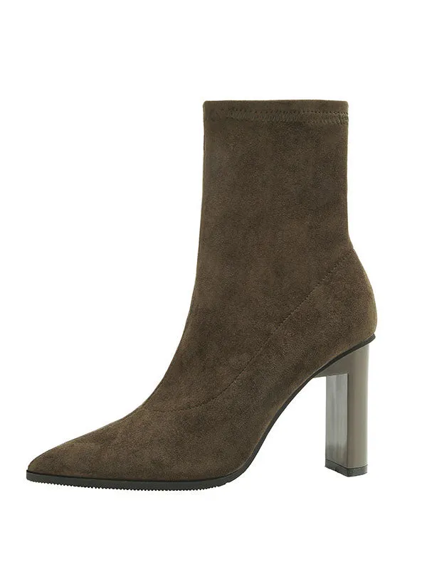 Sexy Tube Boots Pointed Suede Thick with Women's Boots Was Thin Elastic Wild Nightclub Slim Boots