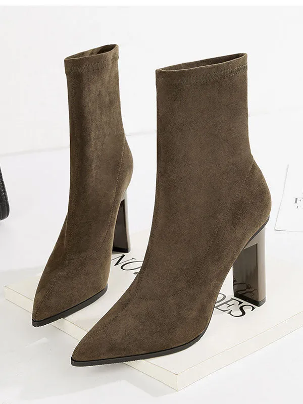 Sexy Tube Boots Pointed Suede Thick with Women's Boots Was Thin Elastic Wild Nightclub Slim Boots
