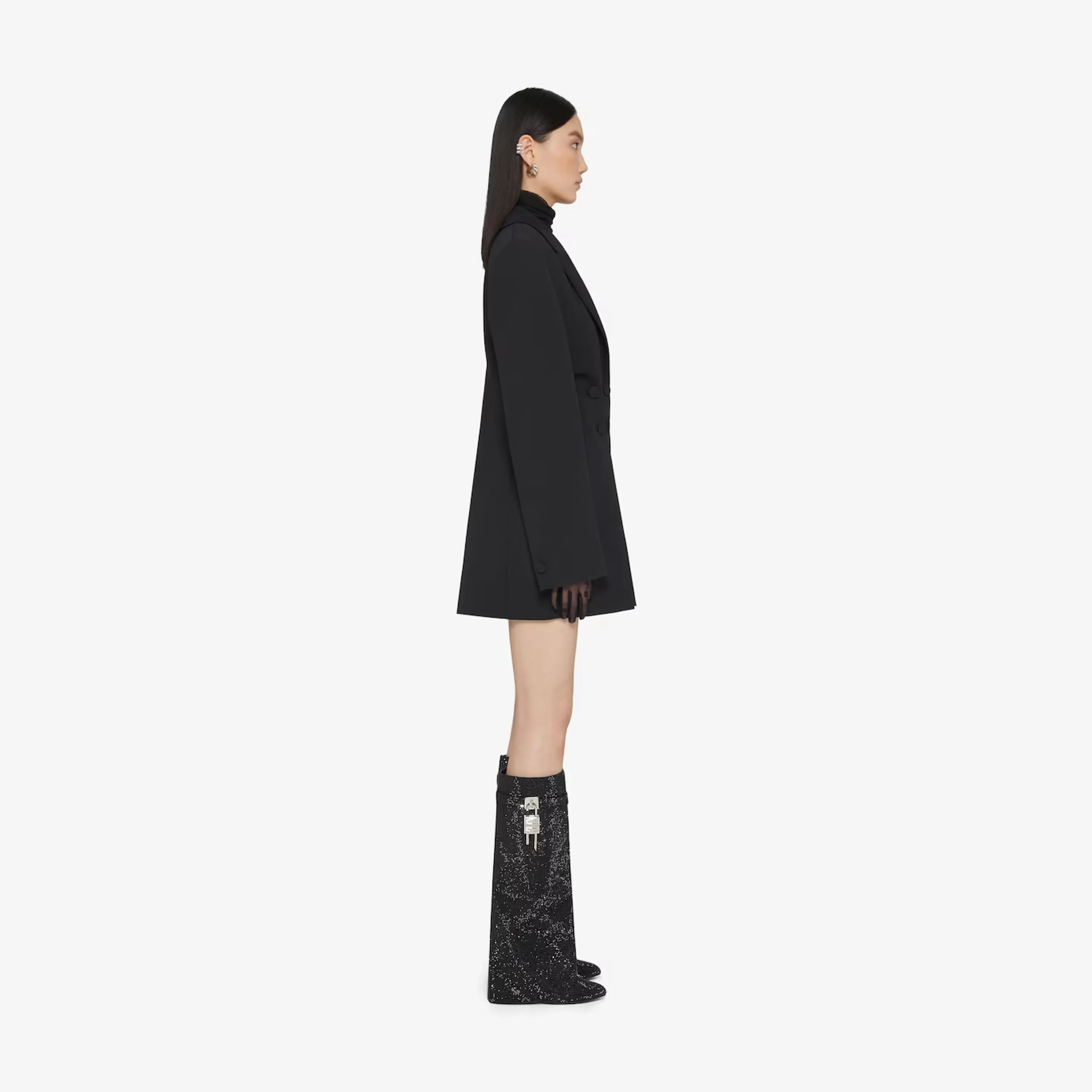 Shark Lock boots in satin with strass