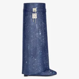 Shark Lock boots in satin with strass