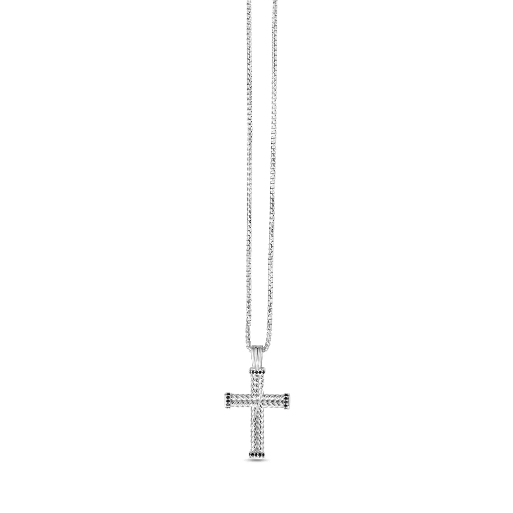 Silver Braided Cross Necklace