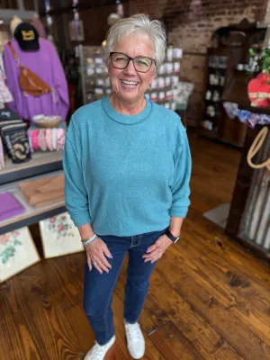 Simple Oversized Hacci Sweater in Teal