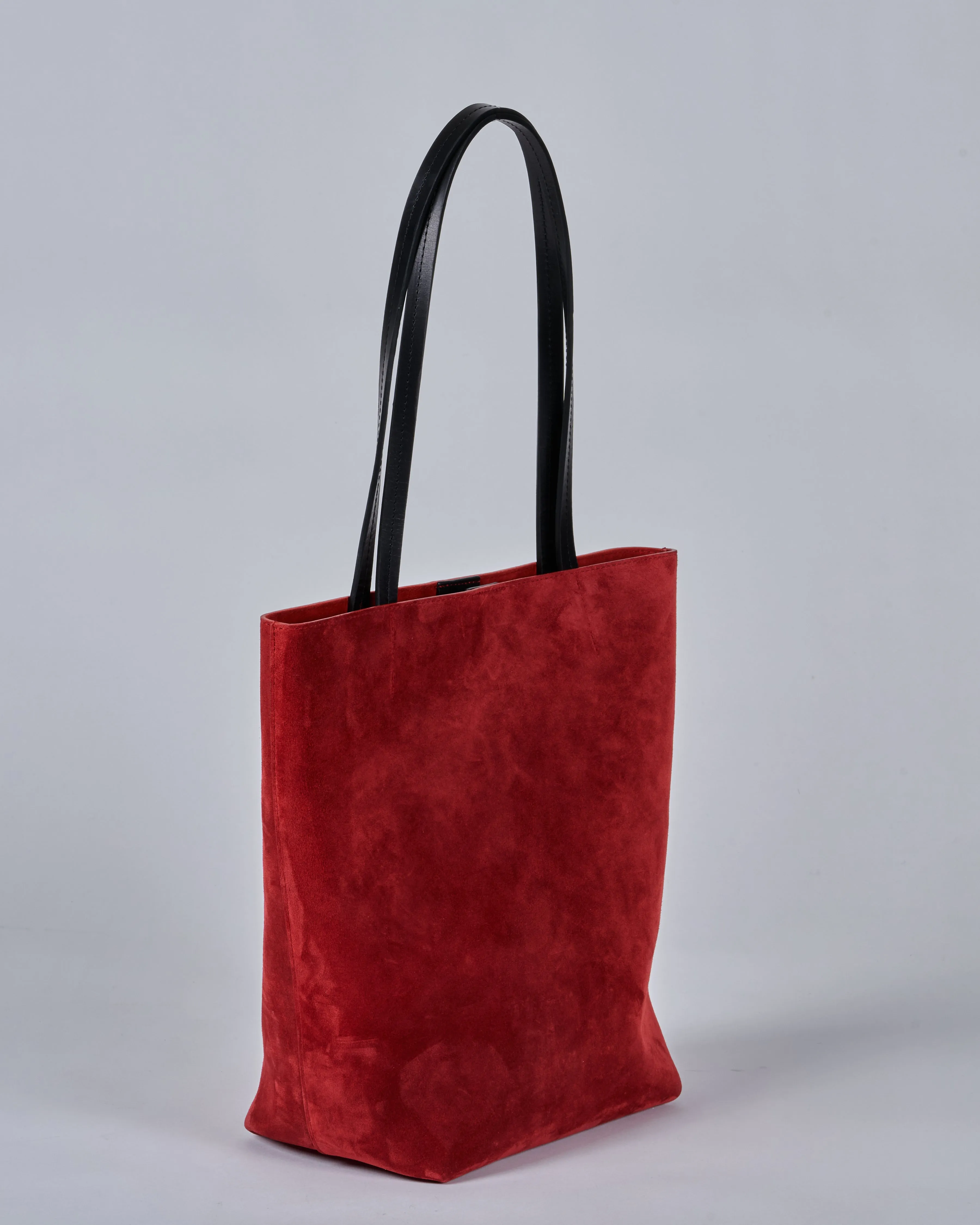 small essential tote - red suede