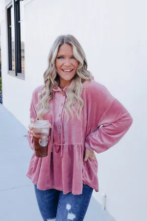 Soraya Velvet Babydoll Hoodie - Mauve
