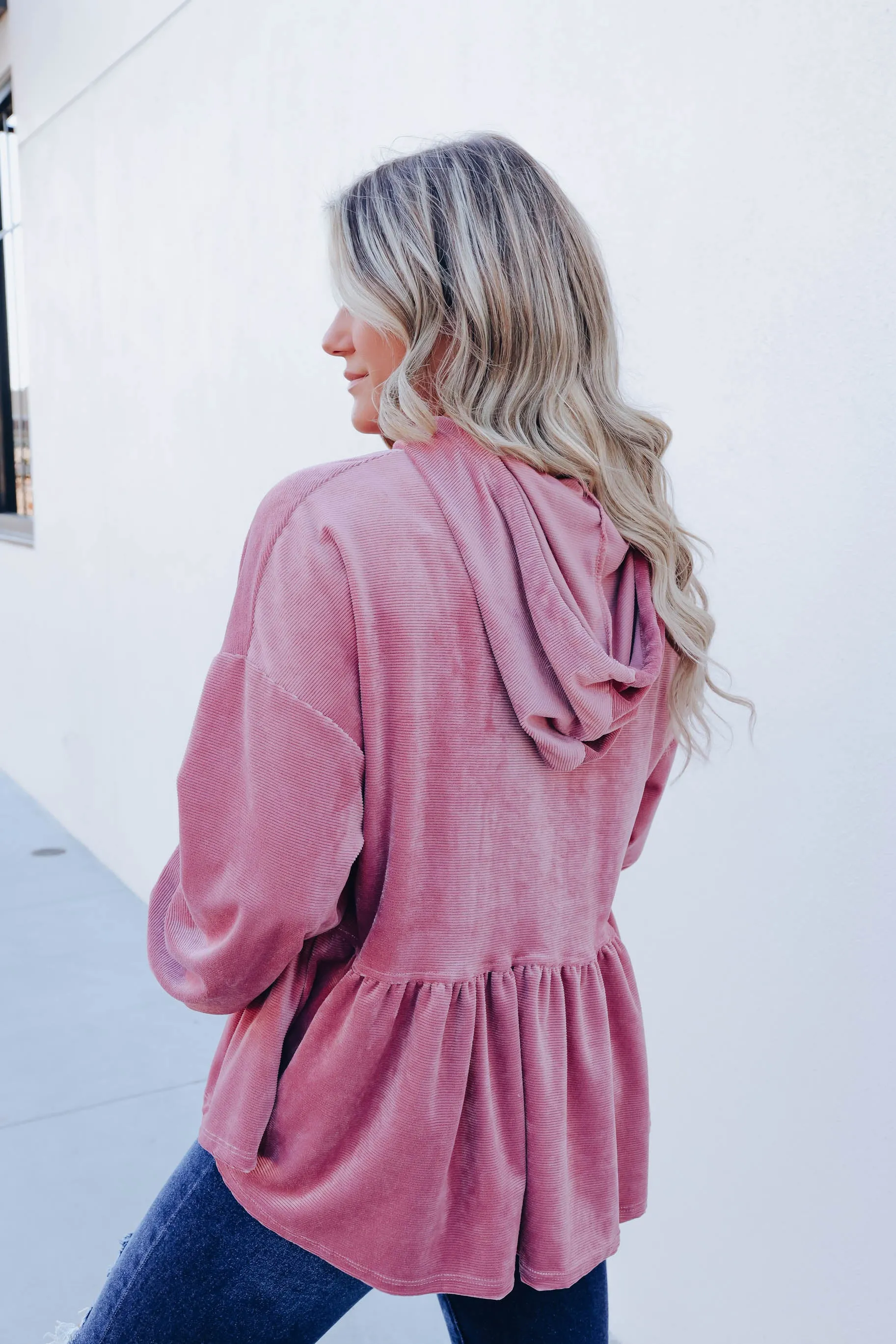 Soraya Velvet Babydoll Hoodie - Mauve