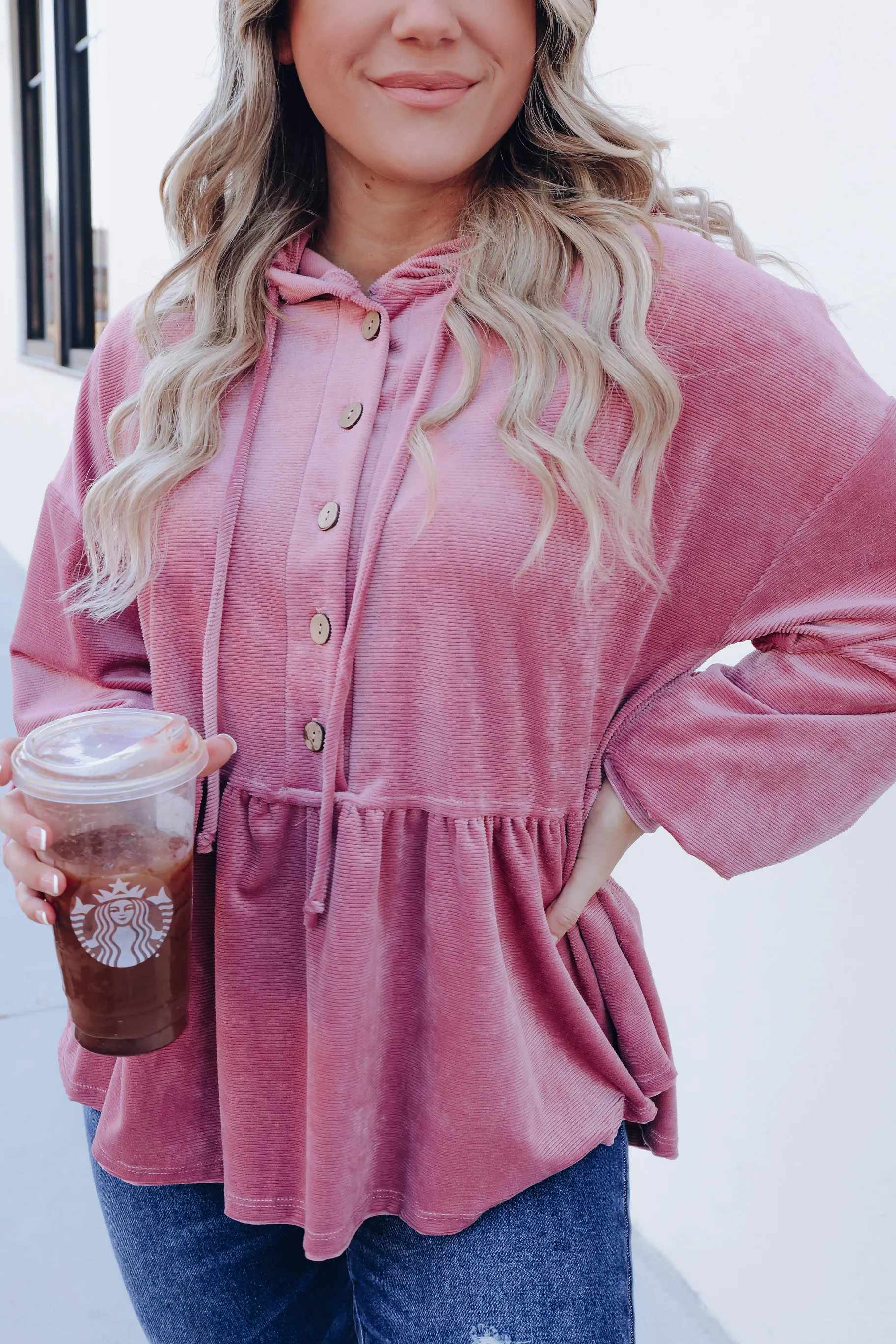 Soraya Velvet Babydoll Hoodie - Mauve