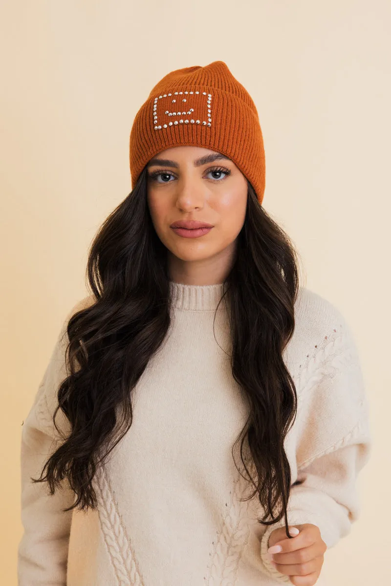 Square Sparkle Smiles Ribbed Beanie- 5 colors