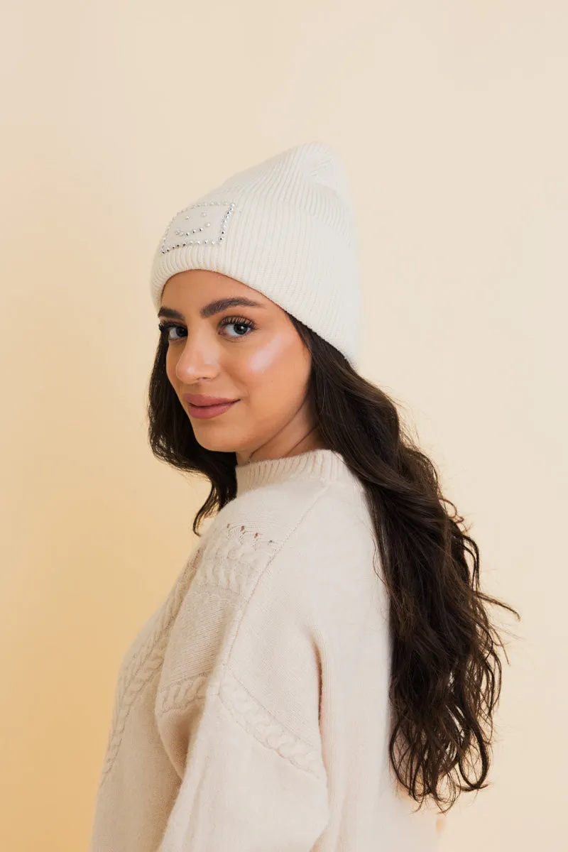Square Sparkle Smiles Ribbed Beanie- 5 colors