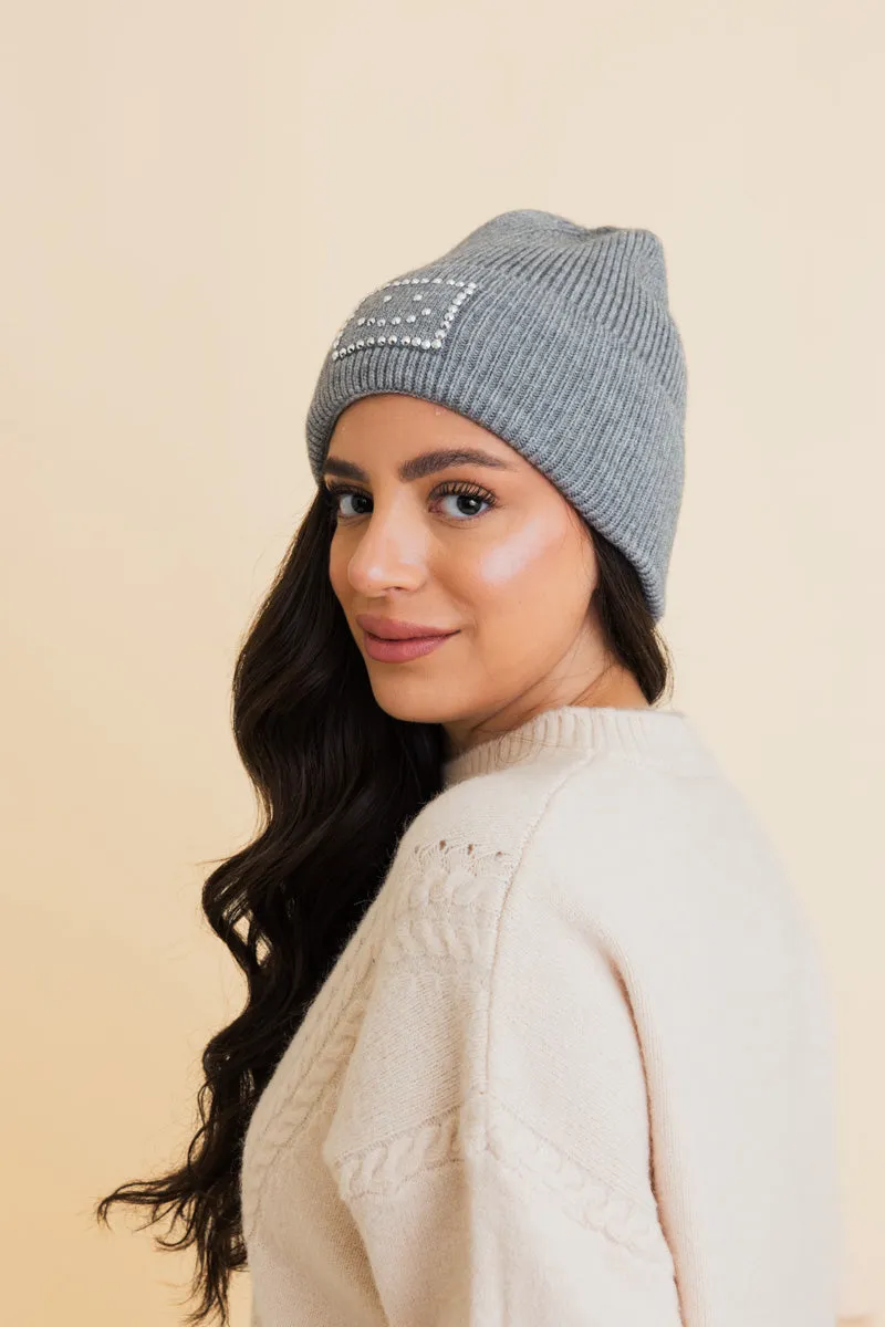 Square Sparkle Smiles Ribbed Beanie- 5 colors