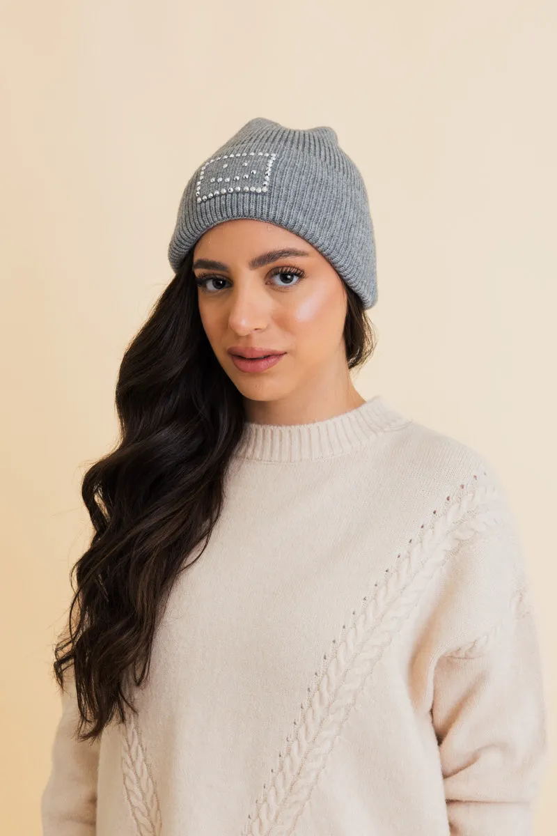 Square Sparkle Smiles Ribbed Beanie- 5 colors