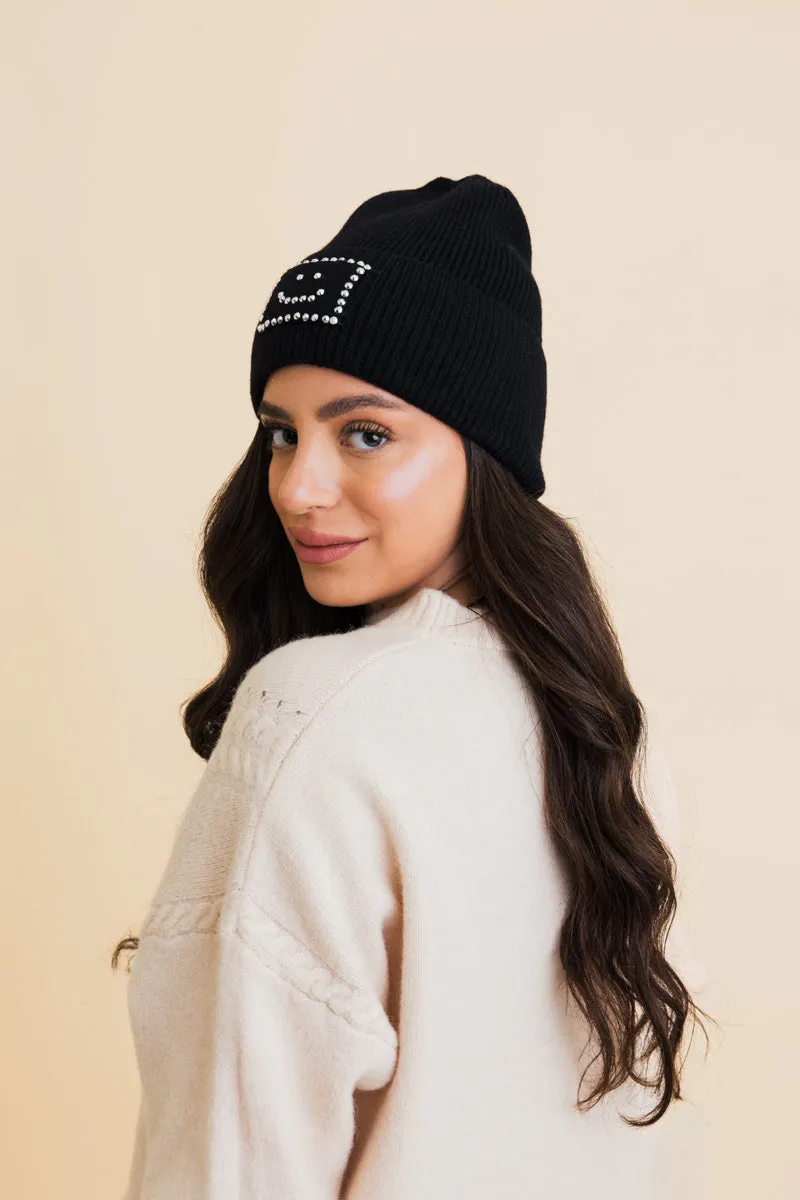 Square Sparkle Smiles Ribbed Beanie- 5 colors